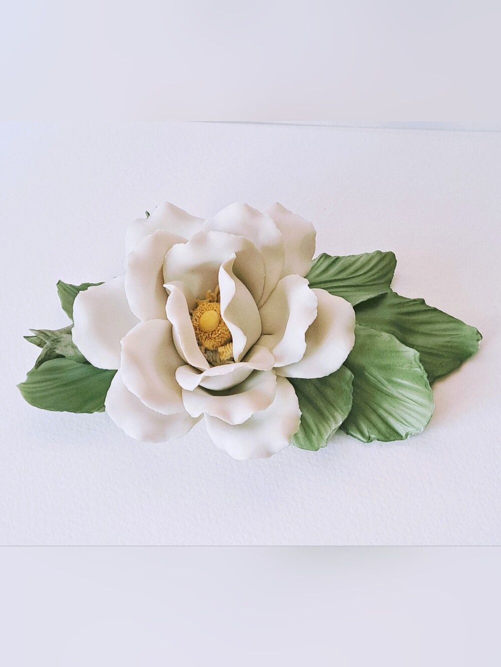 Vintage Franklin Mint Capodimonte White Rose Porcelain Italy Rosa Alba 6.25”